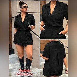 Size 3x Black Short Sleeve Denim Top